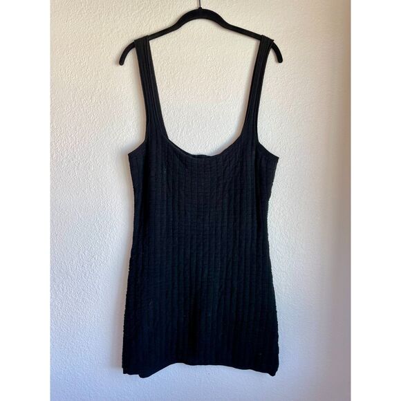 Free People Beach Short & Sweet Mini Button Back Knit Dress in Black - Size M - Picture 6 of 15